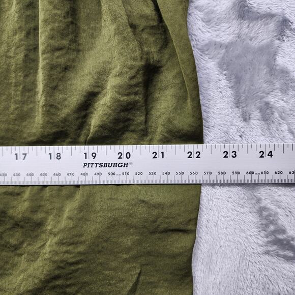 Lindex Top Womens UK/US Small Green Sleeveless Pleat Shoulder V-Neck Silky Flowy - Picture 8 of 10